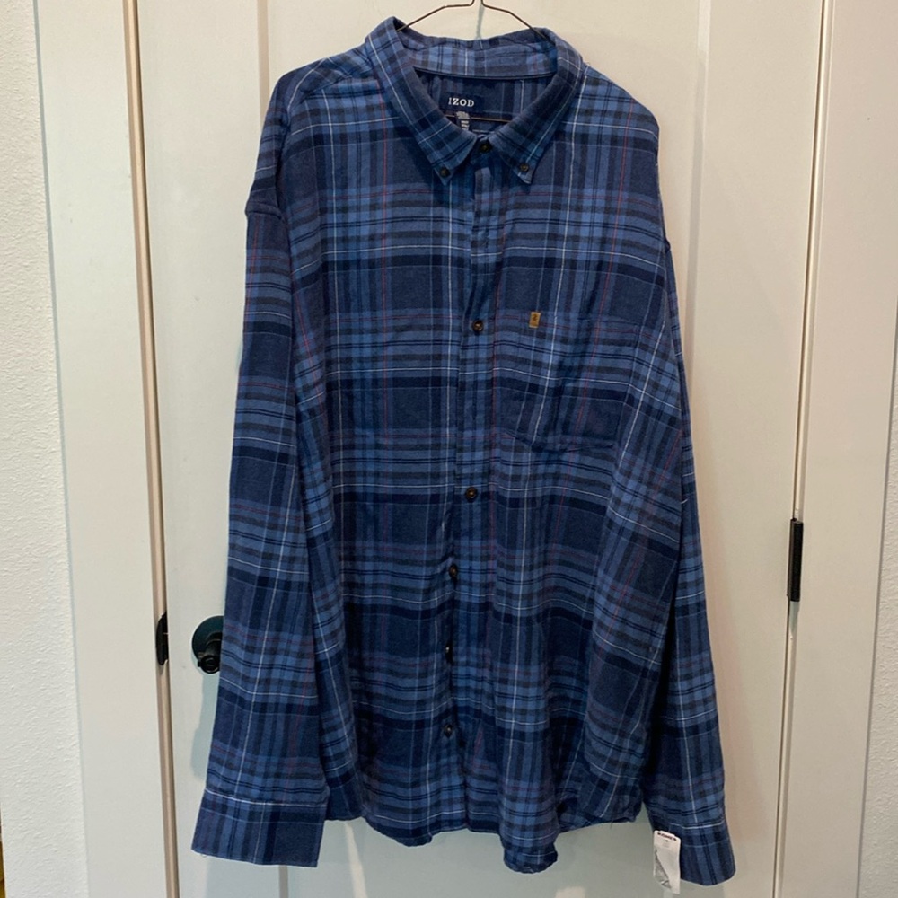 Men’s Big‎ & Tall IZOD Flannel Button Down Long Sleeve Shirt.  Size LT.